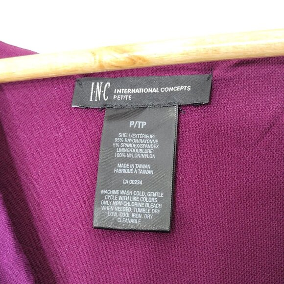 INC Petite Black Purple Red Draped Neckline Sheath Lined Dress Sleeveless TP - Picture 4 of 12